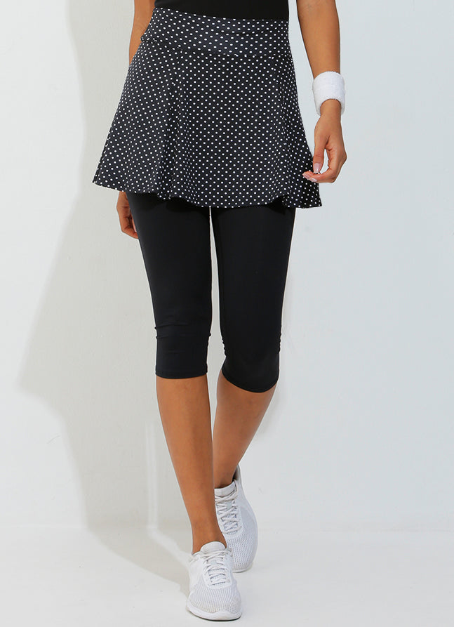 Capri com Saia (Black Polka Dot/Blk)